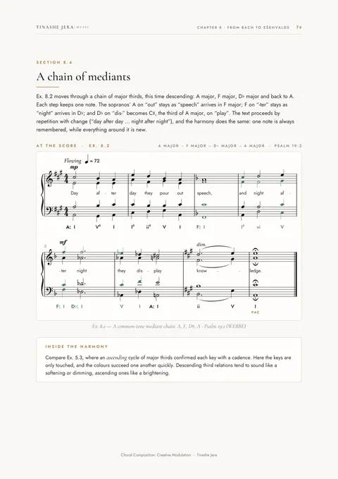 Inside page: Ex. 8.2: a chain of mediants on one held note