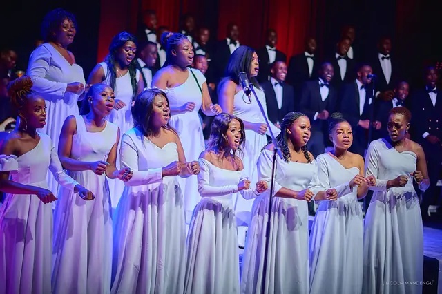 Sopranos and altos of the choir in full voice